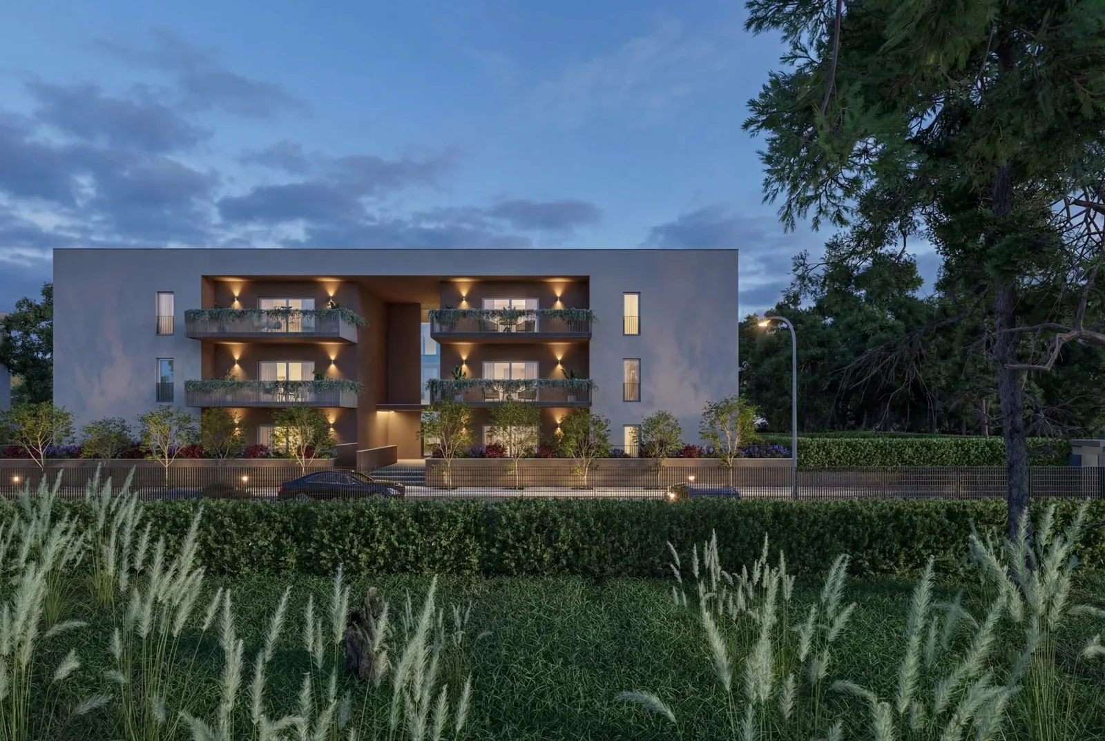SkyLive by Gruppo Scavolo, Termoli: render esterno al crepuscolo